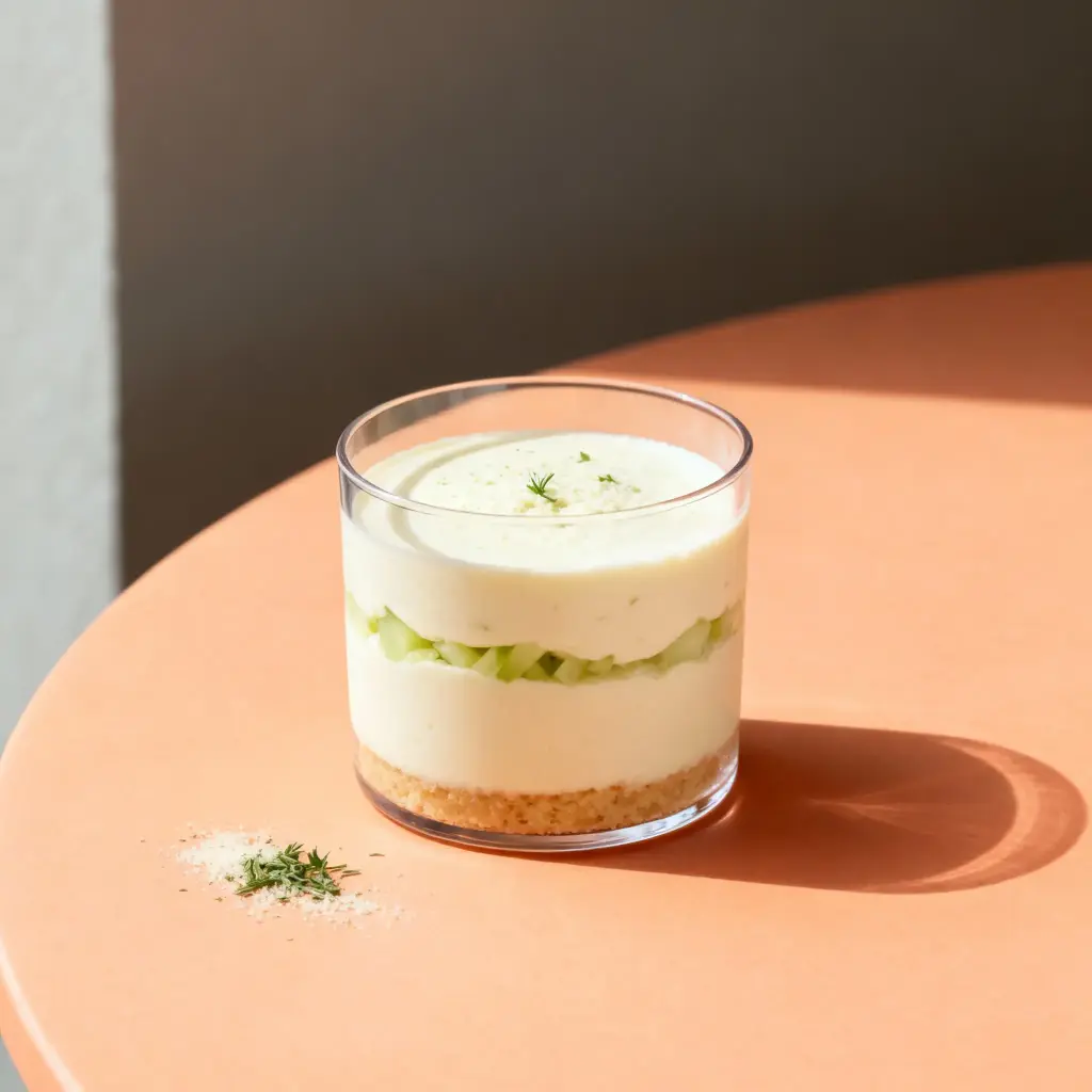 Bavarois au céleri et rapé de chioggia au miel et vinaigre de cidre