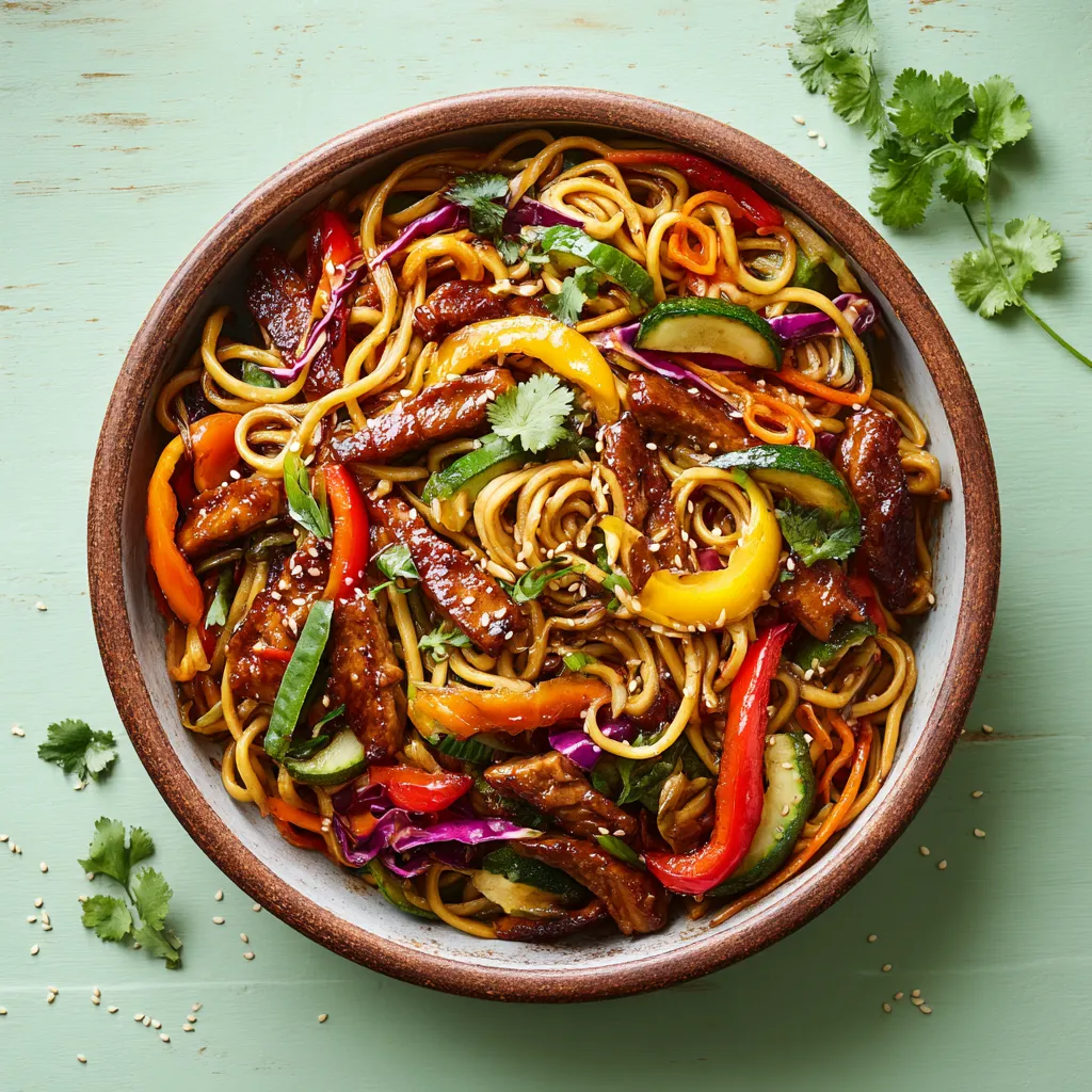 [4418] Bouchée thaï végé nouilles chinoises et légumes wok sauce soja