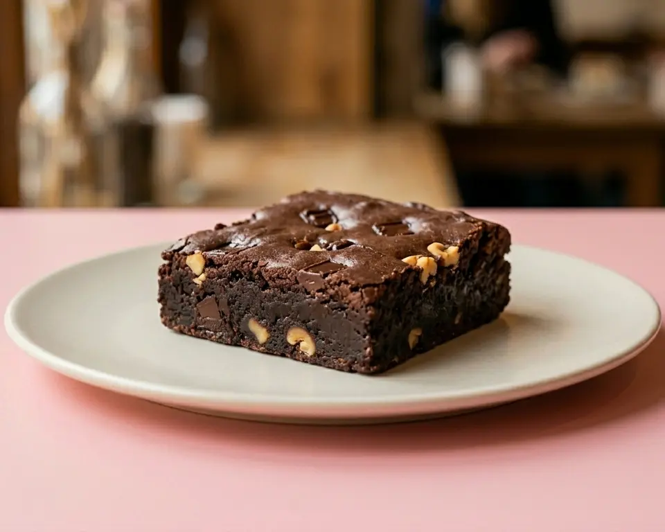 [4028] Brownie au chocolat noir et éclats de noisettes et noix
