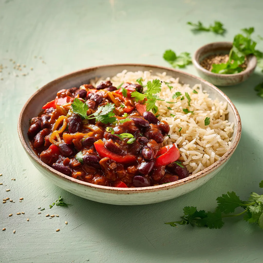 Chili végétarien , riz de camargue