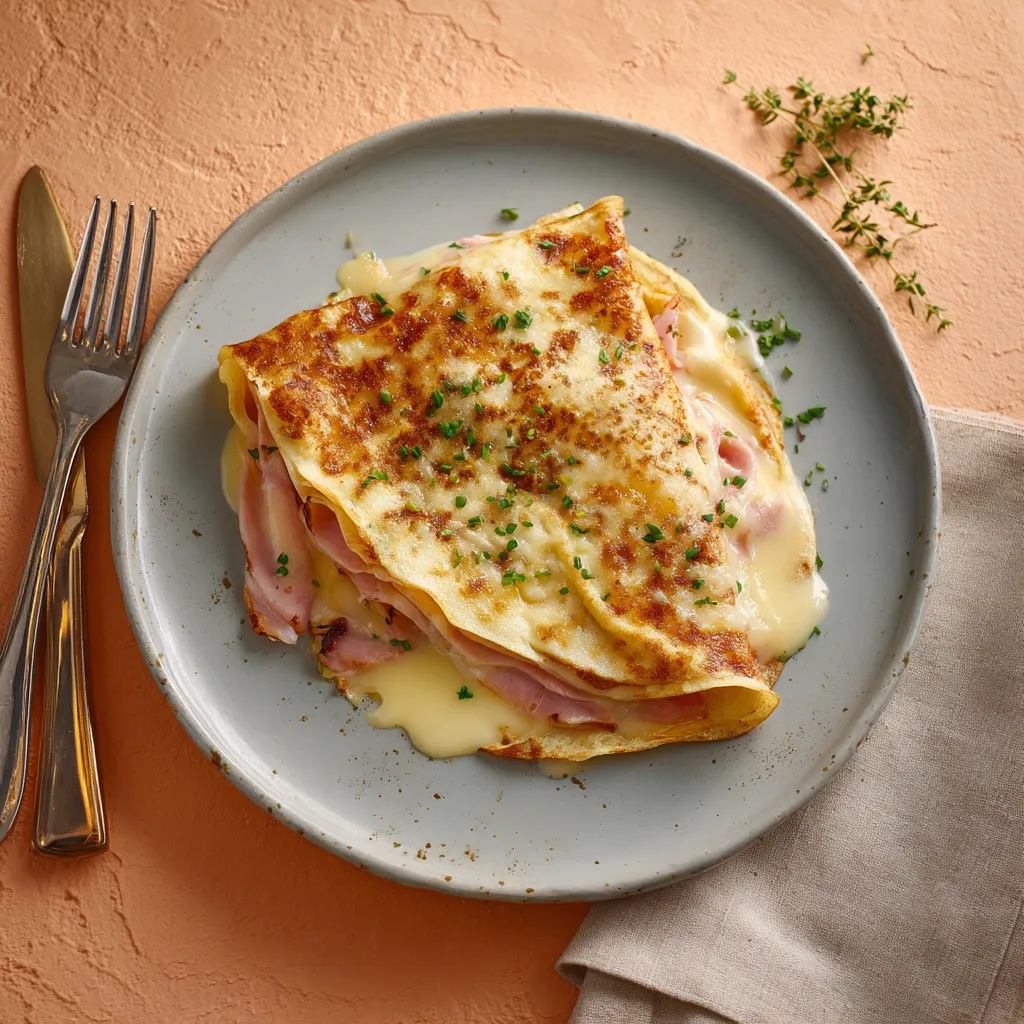 Crêpe farci au jambon et sauce Mornay