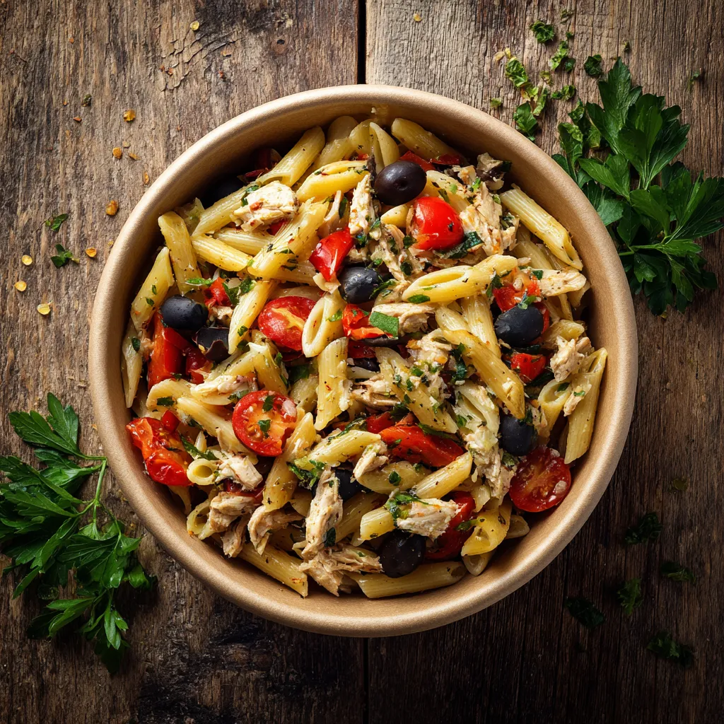 Fraich'Bol Catalan (mini Penne, Thon, Olives noires, Câpres,Poivrons,tomate), vinaigrette Catalane