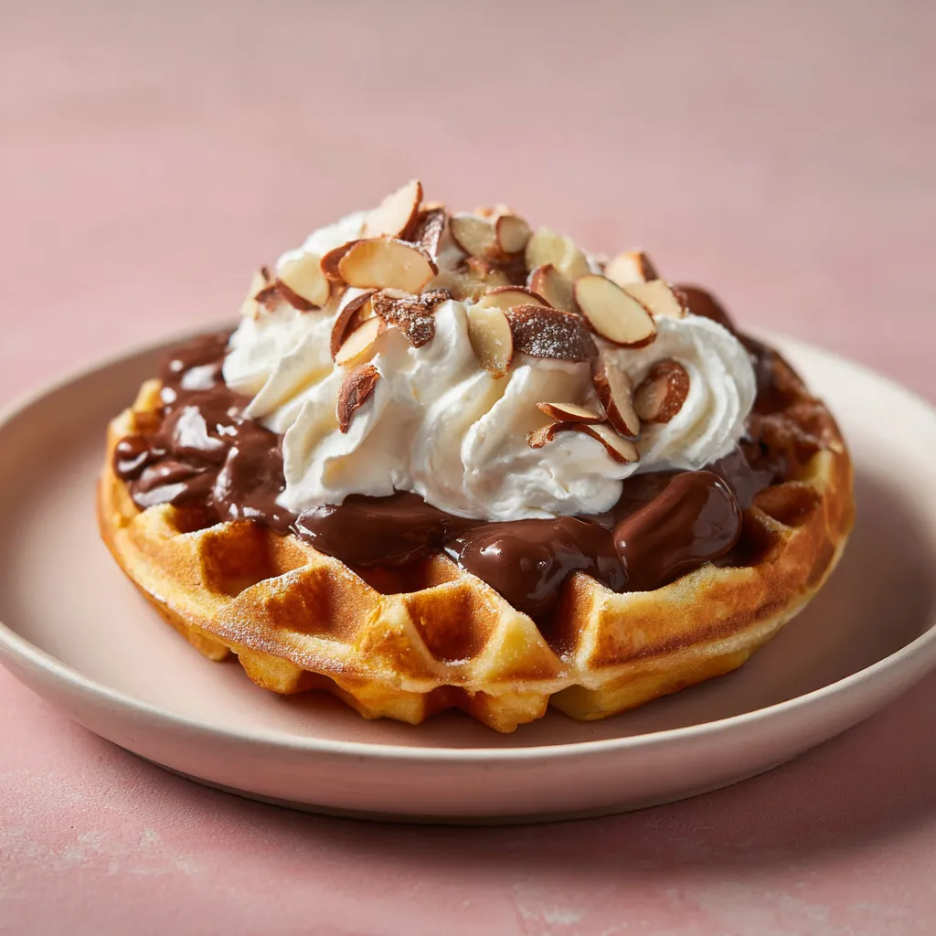 Gaufre chocolat-chantilly amandes grillées