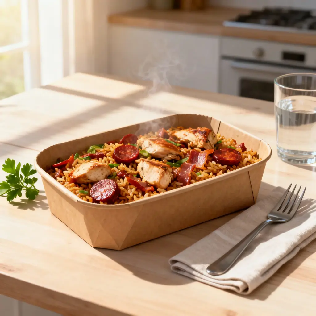Riz cajun, jumbalaya (poulet, chorizo, lardons)